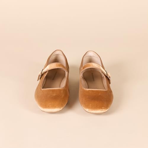 Image of Amazon Essentials Women's Velvet Mary Jane Ballet Flat with Buckle Strap