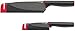 Joseph Joseph 10146 Slice&Sharpen - 2-er Set, Silikonbeschichtete Messer mit integriertem Messerschärfer - schwarz/rot