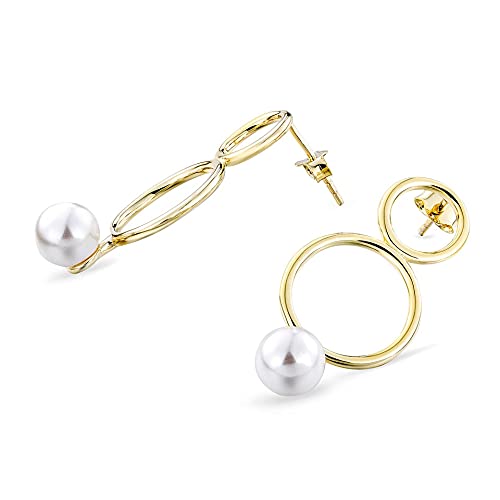Boucles d'oreilles femme jaune en argent 925 et perles de coquille pour soirée