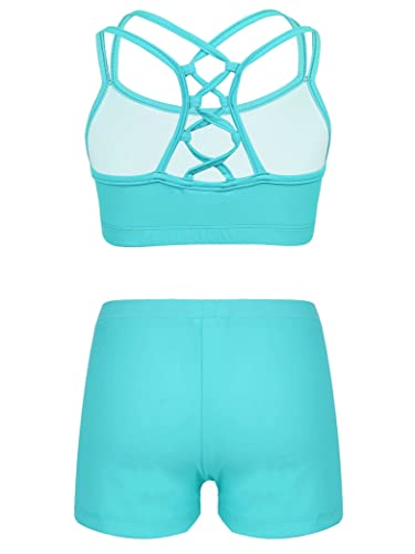 Kids Girls Sports Bra Crop Top with Booty Shorts 2 Pieces Activewear Set for Gymnastics/Dance/Swimming2
