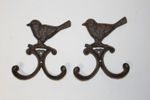 Vintage Birdwatcher Love Birds Gift Ideas Cast Iron Wall Plaque, Wall Hooks Set - 4-1 Set (4 Items)
