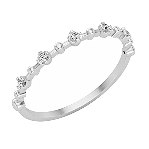 Dazzlingrock Collection 0.05 Cttw Round White Diamond Bead Dot Stackable Wedding Band for Women in 10K Solid Gold