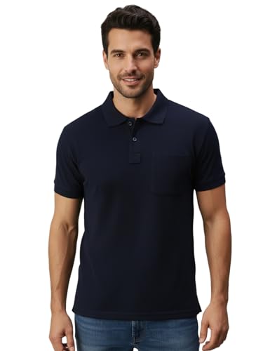 Image of Lux Cozi Men's Half Sleeve Soild Casual Regular Fit T-Shirt with Chest Pocket | Polo Tshirt for Men