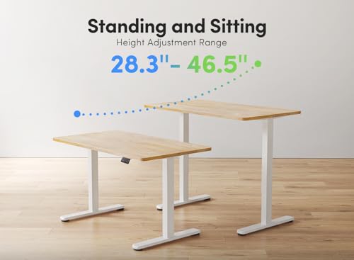 FEZIBO Standing Desk, Height Adjustable Computer Desk 48"x24", Sit Stand Workstation for Home Office,Oak