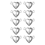 Fansoftiks 10Pcs Silver Friendship Heart Shaped Charm Necklaces,Metal Love Buckle Pendant Heart Shape Necklace Clasp Closures Bracelet for Bracelet Necklace DIY Making Wedding Jewelry Accessories