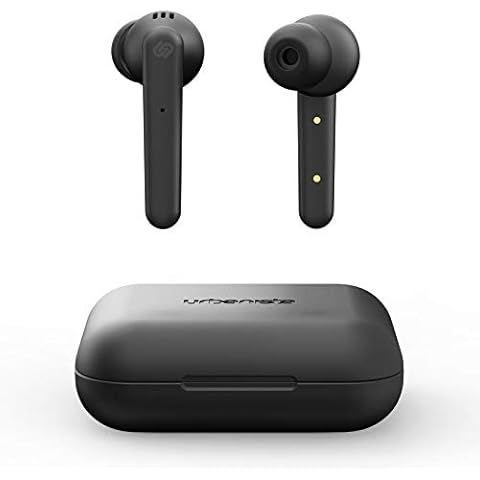 Urbanista Paris True Wireless Earphones 20H Playtime Wireless Charging Case and Bluetooth 5.0, Noise Cancelling Earphones with Touch Controls + Built-in Mic, Compatible with Android and iOS - Black Cover