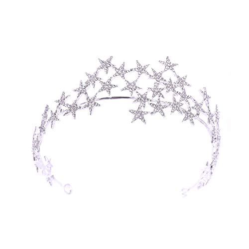 Nsls Bling Rhinestone Star Crown Headbands For Women Teens Girls Birthday Wedding Silver Star Tiara Bridal Hair Pieces #TOP7