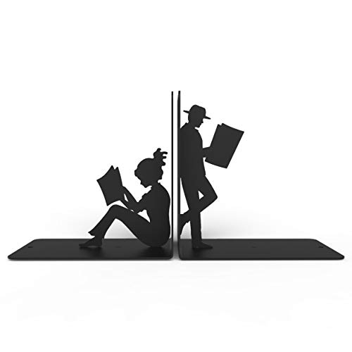 Bookends Reading, Bookends for Shelves, Book Ends for Office, Modern Bookends for Desk and Bookshelves, Metal bookends, Heavy Duty Metal Black Bookend Support, Creative Book Ends.