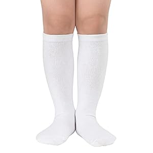 American Trends Toddler Socks Knee High socks Cotton Uniform Tube Socks Long Sports Socks for Toddler Boys Girls 1 Pack Pure White