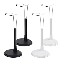 HMIEPRS 4Pcs Doll Stands Display Holder, Adjustable Doll Bracket Support, Action Figure Display Stand for 25cm/10inch Dolls, Teddy Bear Stand Support, Doll Holder Frame Rack (White+Black)