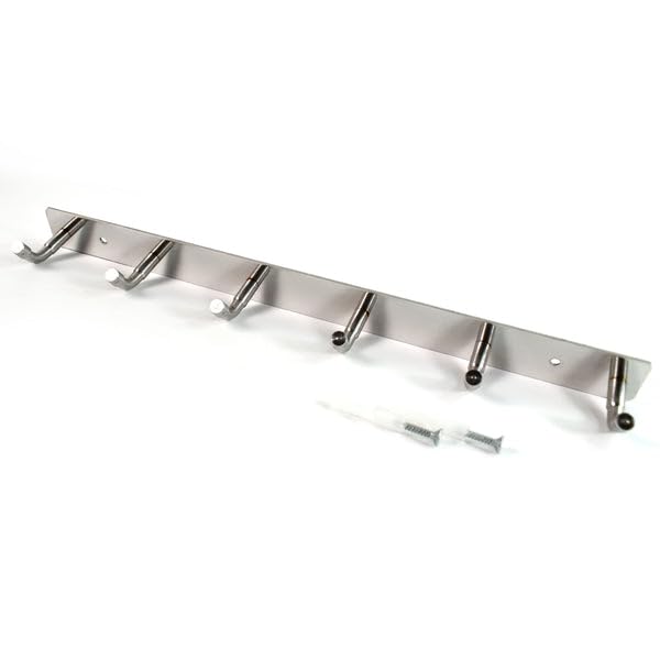 Reefiq Stainless Steel Wall Mounted Coat Rack – 6 Hooks |Hanger for Wall – 32x3 cm | 1 Pc