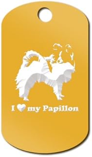 I Love My Papillon Engraved Keychain/GI Tag Mister Petlife v2 Gold