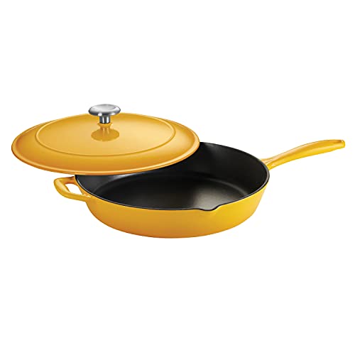 Image of Tramontina Bestow Enameled Cast Iron 12-Inch Skillet with Lid, Sunrise
