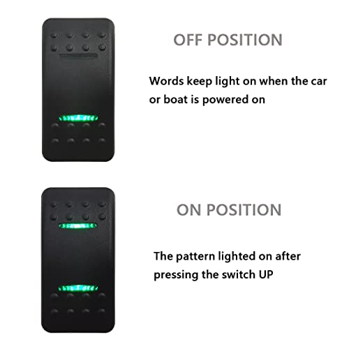 Image of UTV Retractive Button Rocker Switch 5Pin (ON)-Off SPST Dual Green Led Light Bar Momentary Toggle Switch for Car Marine Boat ATV RZR Interior Accessory 12V 24V with Jumper Wire Set