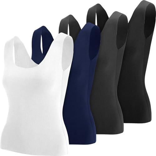 Image of Toulite 4 Pcs Thermal Tank Tops Women Underwear Tops Sleeveless Undershirt for Women Cotton Camisole Warm Base Layer