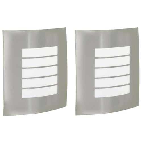 vidaXL Aplique de Pared Exterior 2 pcs Plateado 23.5 x 10.5 x 26 cm, Luces ambientales para jardín y terraza, lámpara Moderna de Acero Inoxidable, decoración Elegante, Ideas para Interiores