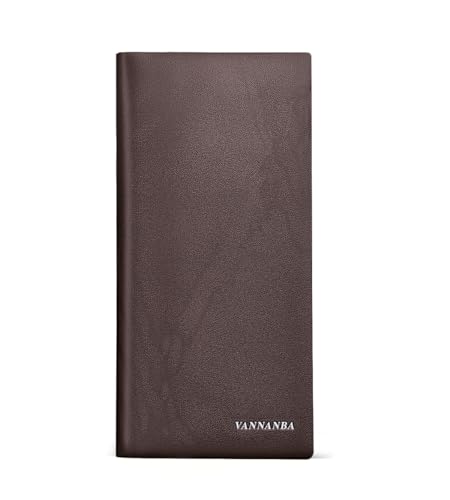 VANNANBA Full Grain Wallet for Men RFID Blocking Leather Checkbook Wallet,Slim Bifold Credit Card Holder with ID Window & Gift Box