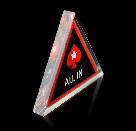 All in Poker Button Dealer red Spade Dreieck All in Poker-Taste, schwarz und rot, aus Acrylglas, Sterne, roter Pik Stars