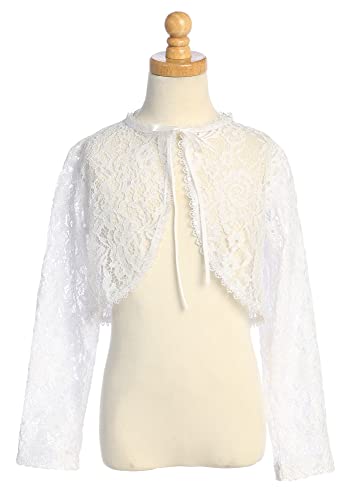 Made in USA - White Lace First Communion Bolero for Girls - Little Cardigan Short Shrug Sweater Jacket for Flower Girl3