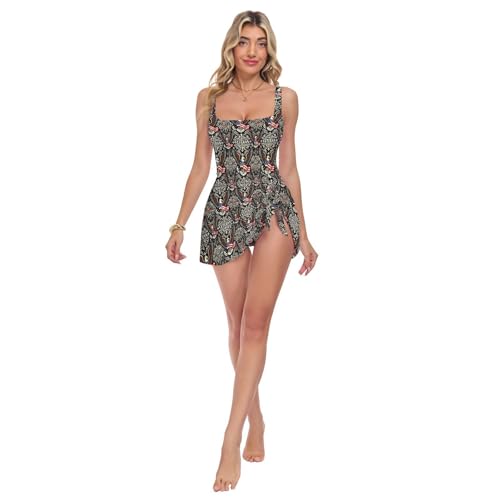 Maillot de bain une pièce femme drapeau américain oiseau vintage jupe bain