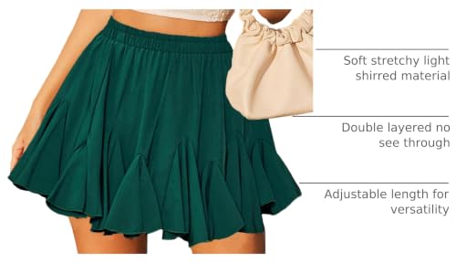 Image of Avidlove Women's Pleated Skirt Boho Ruffle Flowy Mini Skirts High Waisted Flared Skater Skirt Basic Outfits