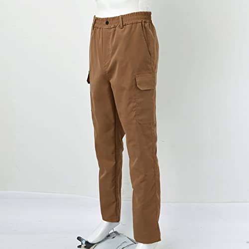 Douhen Cargo Work Pants For Men Mens Cotton Four Seasons Fashion Simple Solid Color Elastic Waist Overalls Casual Pants (Brown, Medium) Mens Cargo Pants Relaxed Fit Men Cargo Pants With Pockets Baggy Cargo Pants Men's Cargo Pants Tactical Pants For Man Ripstop Stretch Outdoor Hiking Pants Work Utility Pants Jogging Trousers Men's Hiking Cargo Pants With 7 Pockets Slim Fit Stretch Joggers Golf Cargo Work Pants For Men 230524 #TOP2