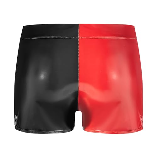 Cueca boxer masculina de couro brilhante, sexy abaixo da virilha aberta, bolsa convexa em U, cintura