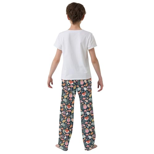 Hedgehog Owl Fox Boys Long Pants Soft Trousers Elastic Waist Kids Lounge Bottoms with Pockets S-XL3