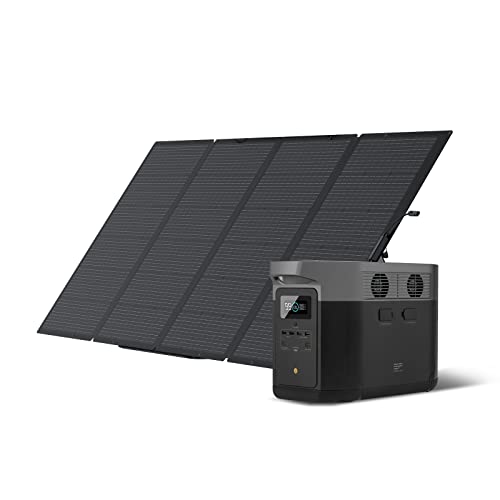 ECOFLOW Solargenerator Delta Max (2000), 2016 Wh mit 400 W Solarpanel auf Balkon, 4 x 2400 W AC Output (4600 W Peak), tragbare Energiestation für Zuhause, Camping, RV und Notfall