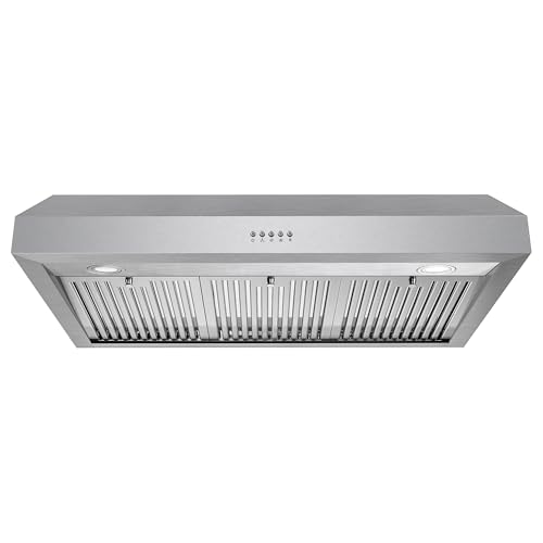 COSMO UC36 36 pulgadas. Haven Collection 380 CFM - Campana extractora con conductos debajo del gabinete, luces LED, controles de botones, acero inoxidable