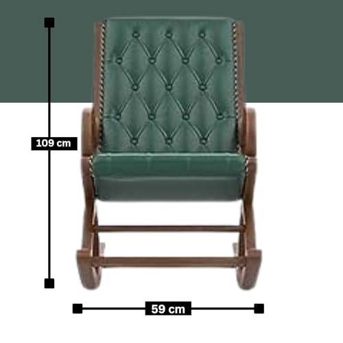 Image of CLASSIC WOOD & CRAFT Elegant Sheesham Wood Rocking Chair for Adults - Upholstered Seat & Backrest with Footrest Stool (Model-WSB-1)