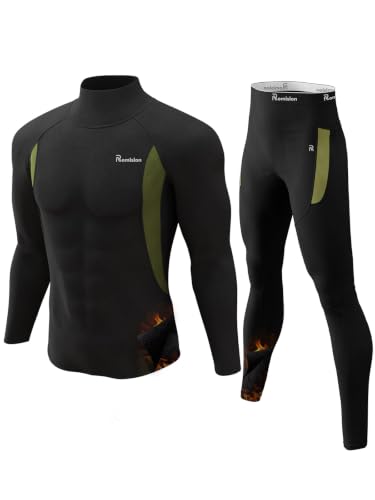 Image of romision Thermal Underwear for Men Stretch Fit, Fleece Base Layer Top & Bottom Set, Insulated Long Johns for Cold Weather Hunting