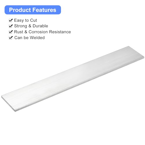 Image of uxcell Square Aluminum Flat Bar, 1 /4 inch Thick 2 inch Width 12 inch Length Square Aluminum Bar 6061 Aluminum Flat Plate, 5 x 50 x 305mm T6511 Solid New Mill Stock for Industrial Building