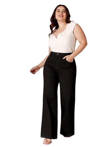 Image of Miss Chase A+ Women's Wide-Leg High Rise Regular-Length Stretchable Denim Jeans