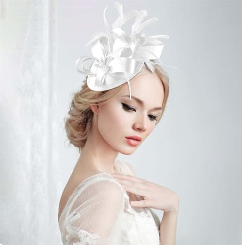 Azonee Women's Fascinator Hat, Tea Party Hat with Flower and Feathers, Kentucky Derby Hairband with Hair Clip Wedding, and Special Events