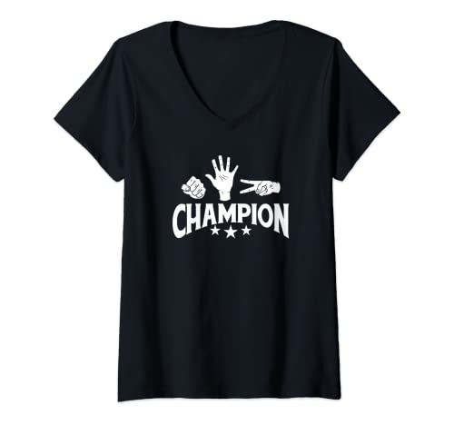 Mujer Rock Paper Scissors Champion | Master Supreme Broma Novedad Camiseta Cuello V