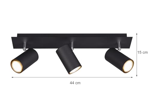 Trio Leuchten Deckenleuchte Marley 802400332, Metall Schwarz matt, Spotbalken 3-flammig, exkl. 3 x GU10