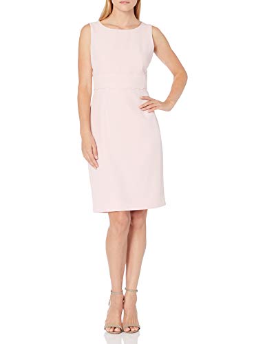 Kasper Women's Stretch Crepe Sheath Dress with Scallop Waist Detail, Tutu Pink, 14