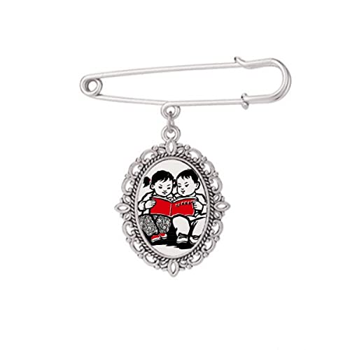 Broche en porcelaine garçon fille motif patriotisme taille M bijou