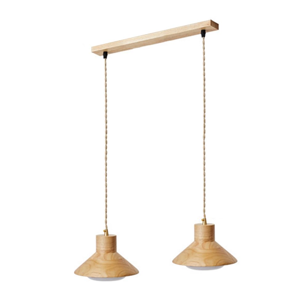 Suspension en bois artisanale et réglable en hauteur pour un éclairage de cuisine chaleureux