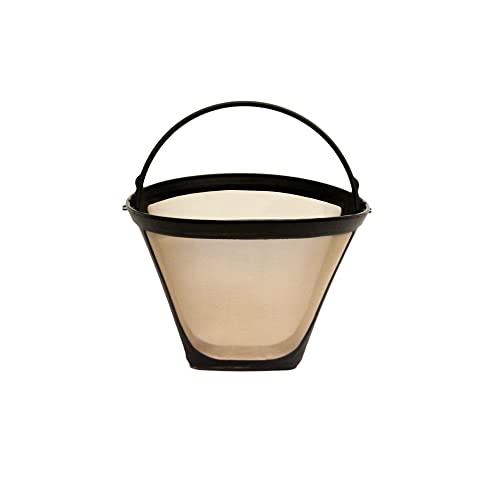 Swafgsg Reusable Coffee Filters 6-12 Cup Cone #4 Basket Permanent Replacement With Stainless Steel Mesh Fit For Cuisinart Maker Filter（2 Pack ）, Black/Gold, 4.8X4.5X3.5Inch #TOP4