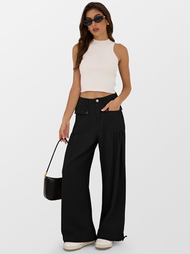 ANRABESS Women's Baggy Jeans 2025 Fashion Mid Rise Tie Ankle Wide Leg Harem Palazzo Denim Pants with Pockets3