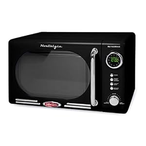 Nostalgia Retro Compact Countertop Microwave Oven, 0.7 Cu. Ft. 700-Watts with LED Digital Display, Child Lock, Easy Clean Interior, Black