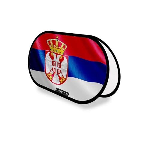 Drapeau Serbie en Polyester 70x120cm anti-enroulement avec son support ovale rigide