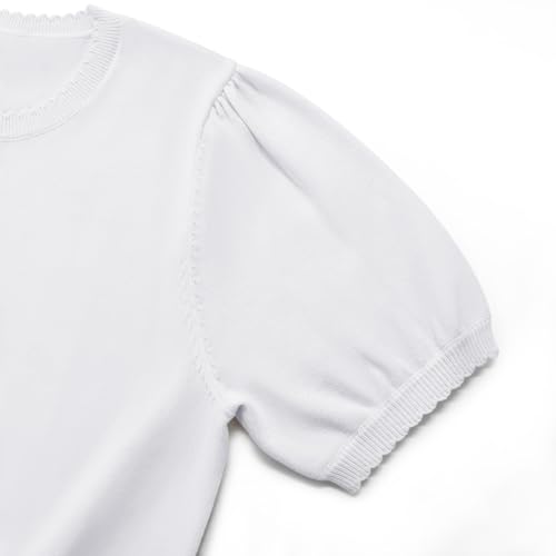 Image of BeautyNee Girls Short Sleeve Cardigan Crew Neck Lightweight Summer Shirts Button Down Knit Shrug Sweater Tops