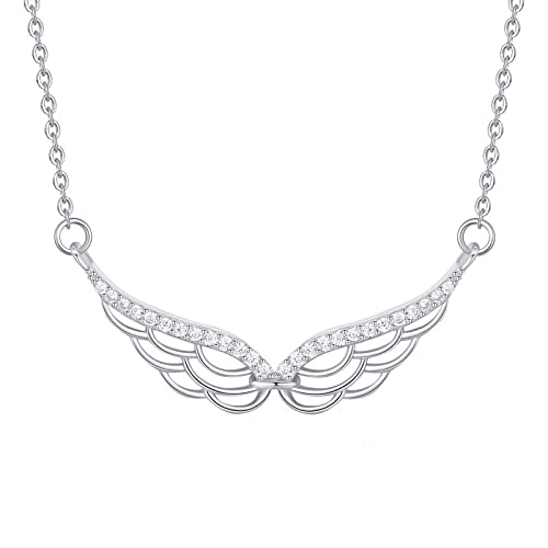Collier en argent avec pendentif aile d'ange et zircon pour femme - 5