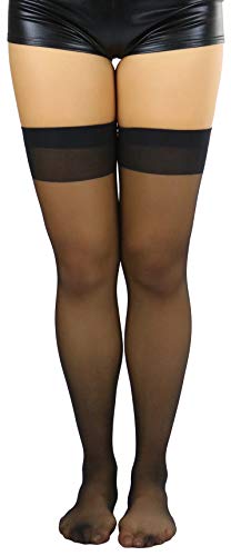 Image of ToBeInStyle Women's Sheer Banded Thigh High Socking w /Opaque Band