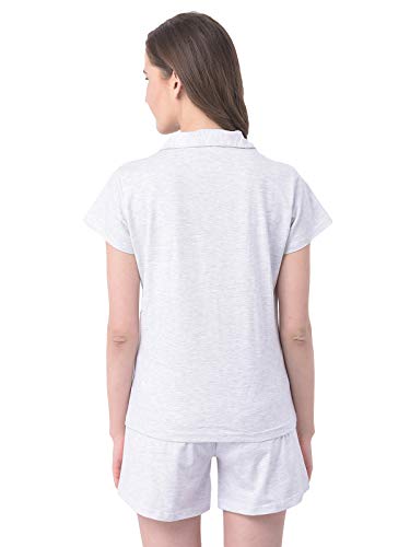Image of Clovia Women's Print Me Pretty Button Me Up Shirts & Shorts