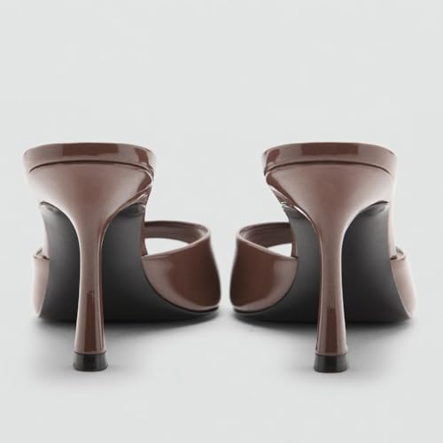 Image of YIYA Women's Open Pointed Peep Toe Mules Kitten Heels Stiletto High Heels Slide Sandals Summer Slip On Backless Dress Spring Summer Pumps Shoes