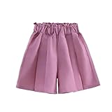 Casual Shorts for Girls Cute Pleated High Waist Wide Leg Fashion Lounge Shorts for Kids 3-15 Years